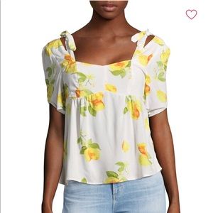 NWT Saks Fifth Ave Lemon 🍋 cold shoulder Top XS